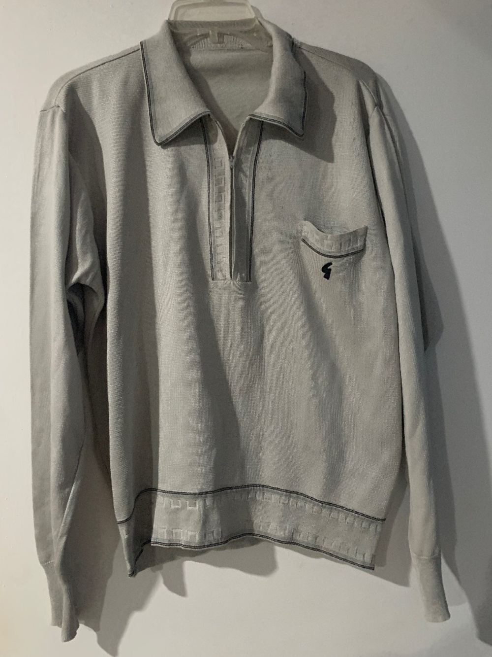 Vintage 70s/80s Gabicci long sleeve knitted polo shirt size Medium